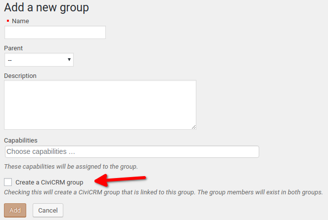 Add Group in WordPress