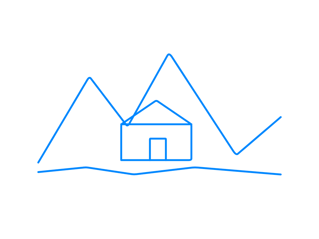 山峰与小屋草图