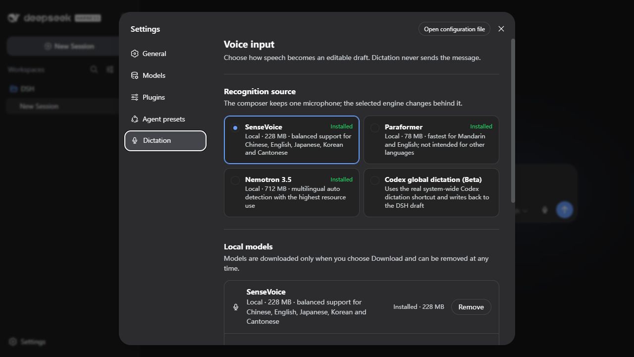 Dictation sources and local model management