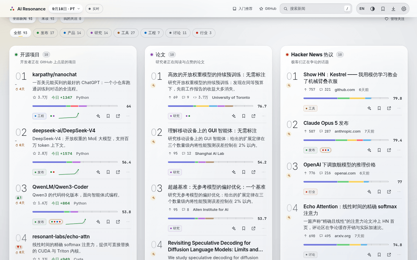 浅色主题下的榜单网格