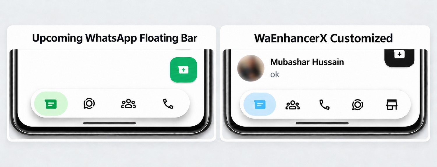 Upcoming WhatsApp floating bottom bar