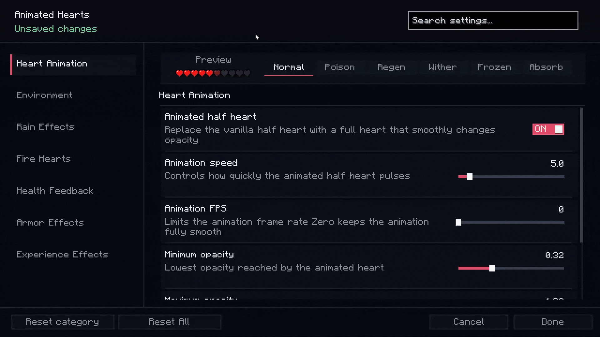 Animated Hearts Config