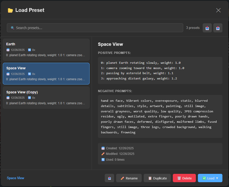 Preset Browser Modal