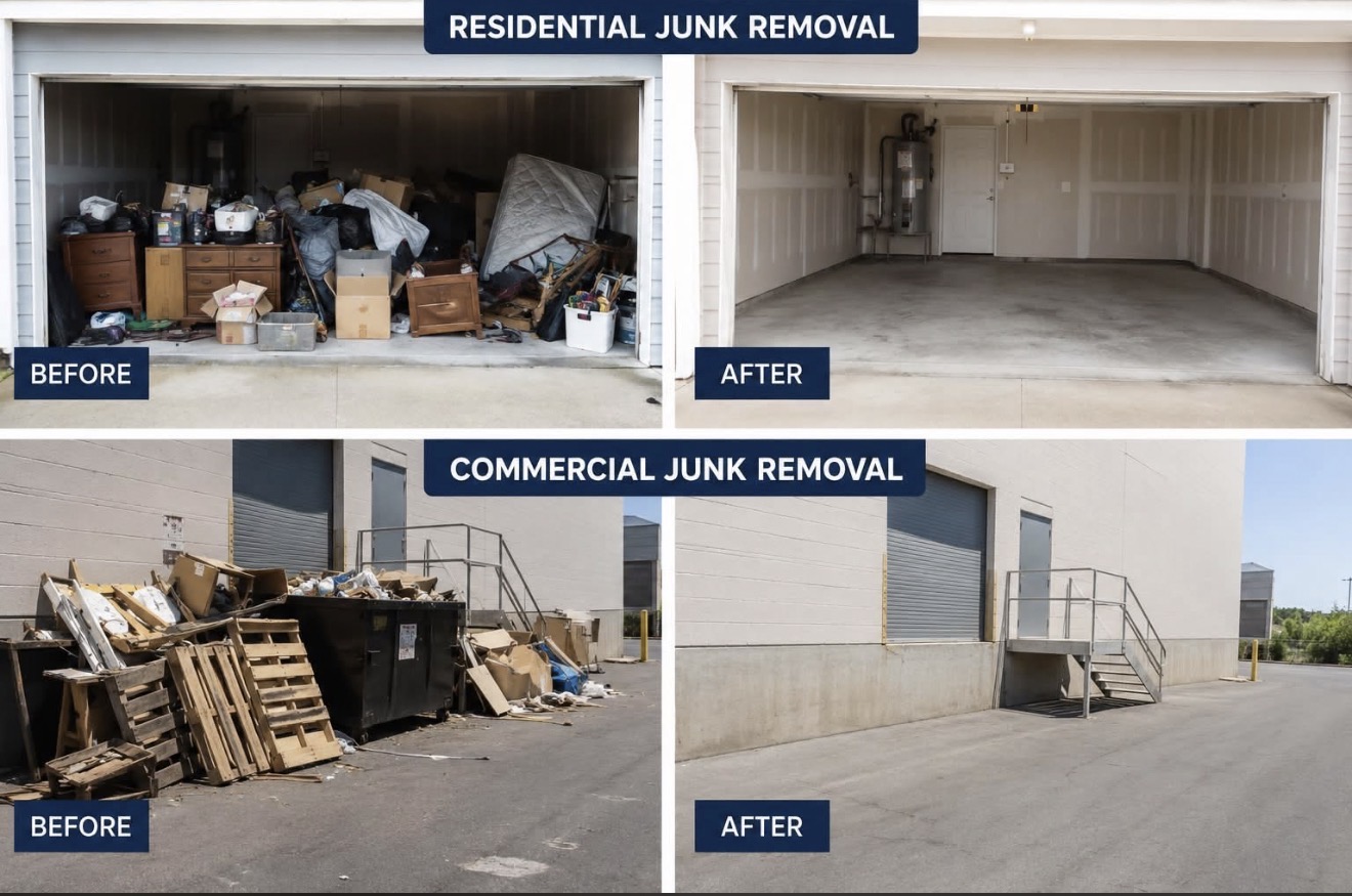 Property cleanout before and after