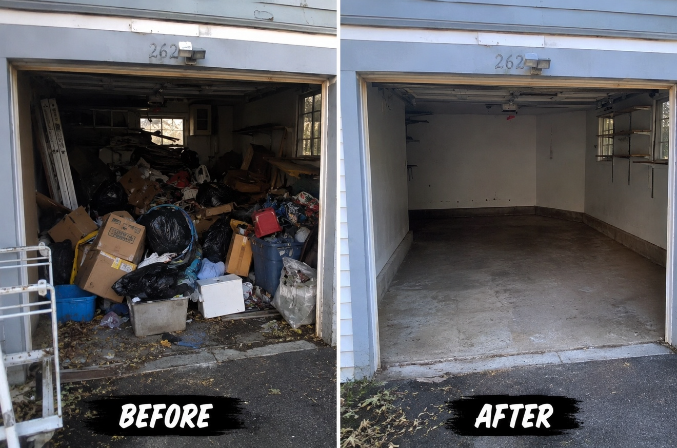 Garage cleanout before and after