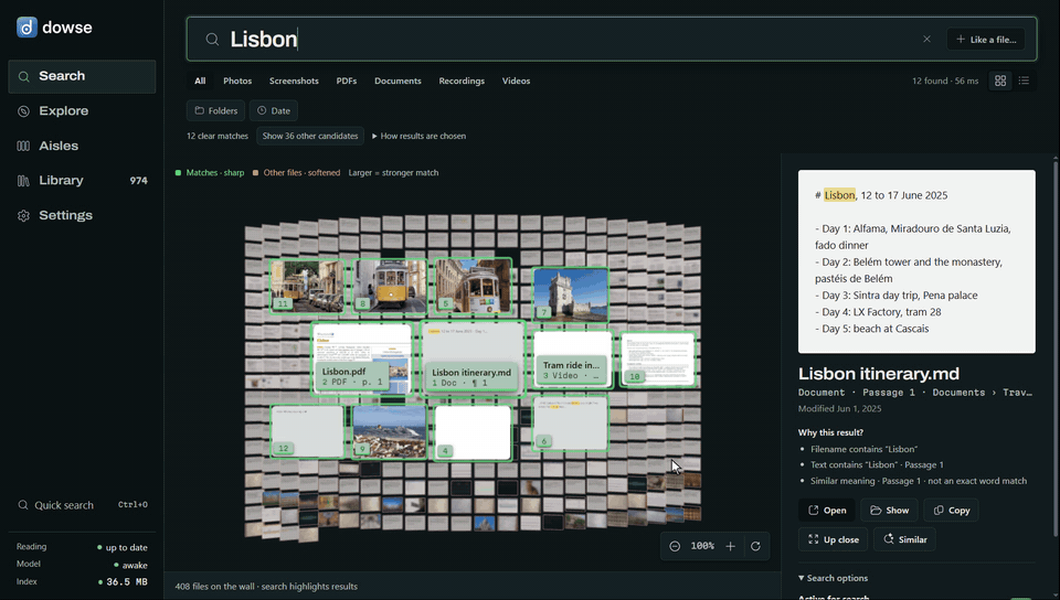 The Workspace's search gallery for 'Lisbon', zooming in and back out