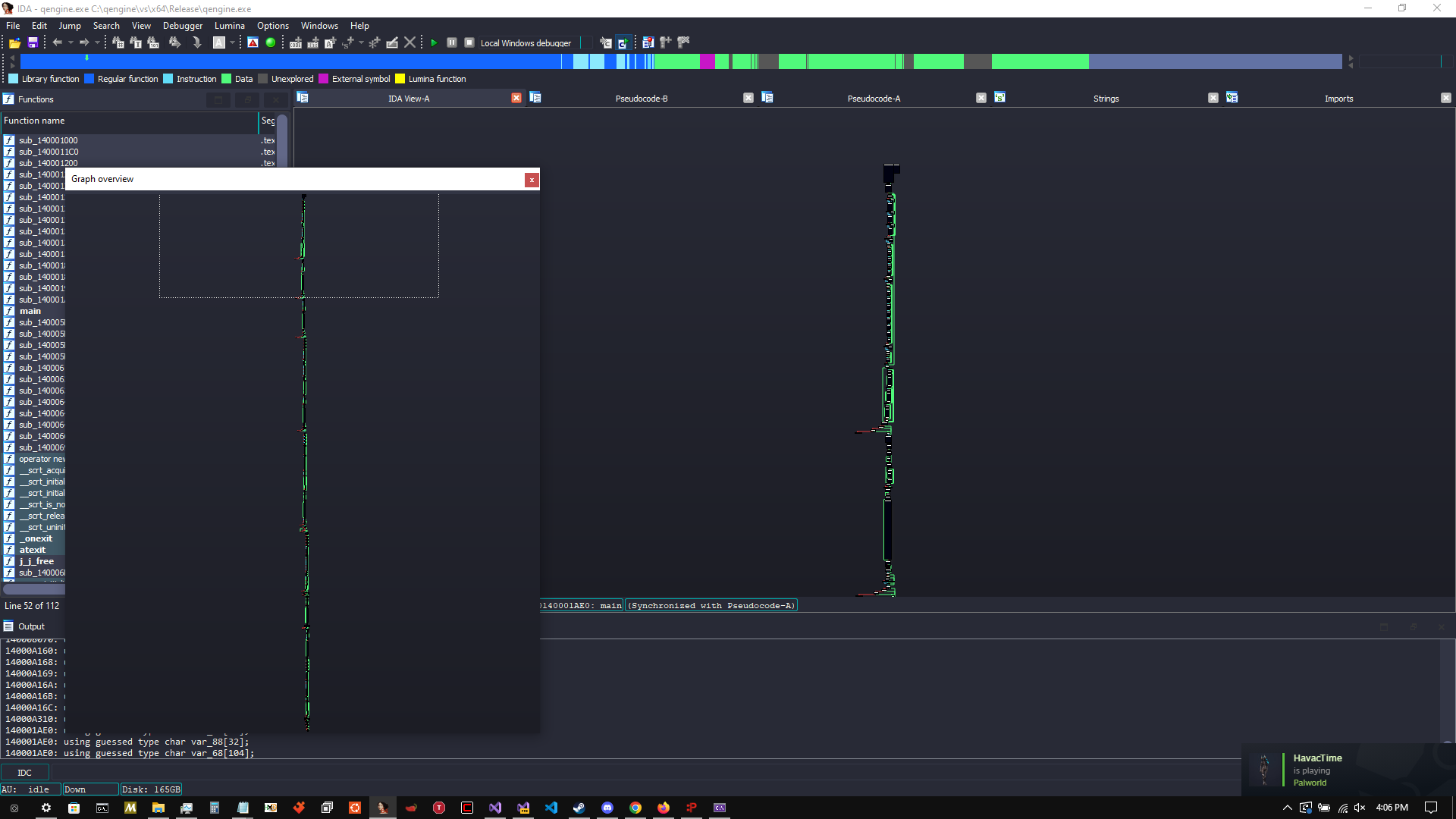 IDA view of hello world C++ program after polymorphic engine