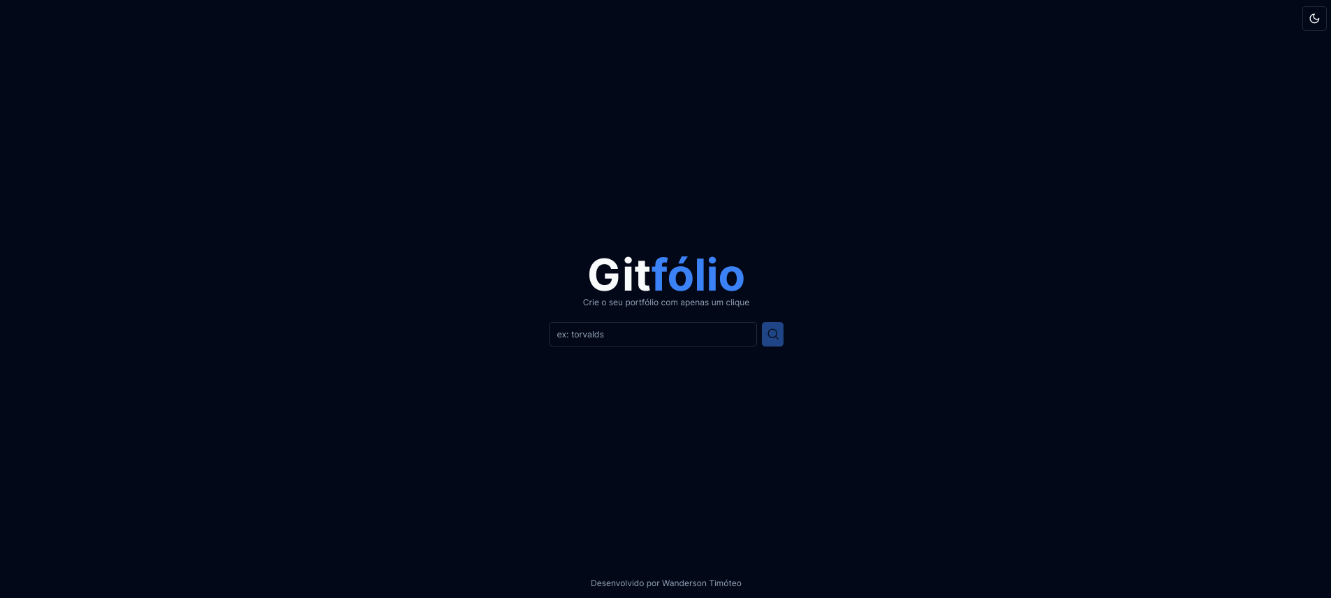 GitFolio Home Page de Busca