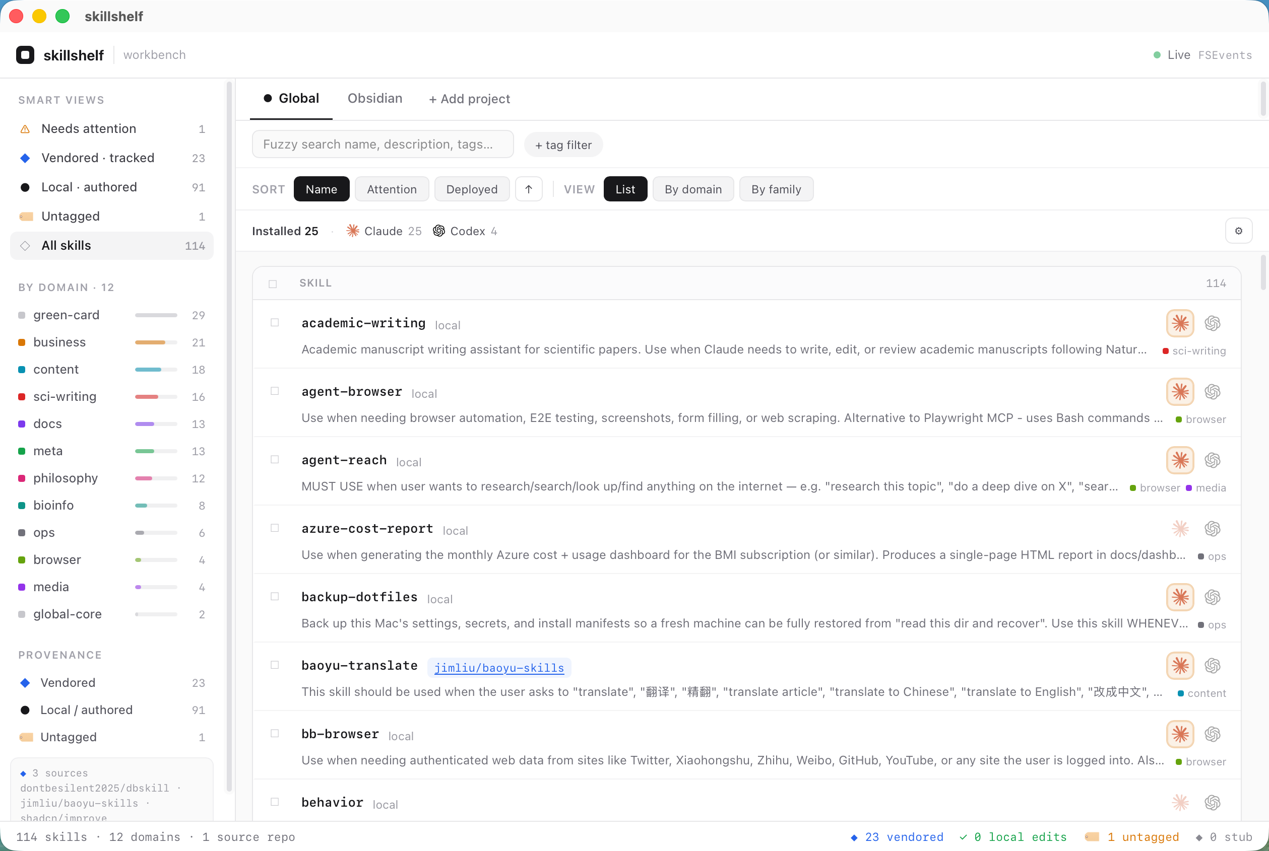 skillshelf — Library view