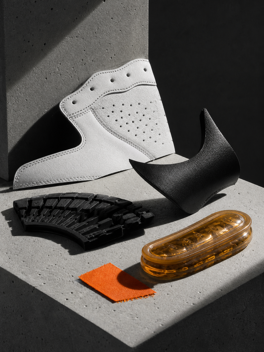 Deconstructed sneaker material anatomy visual