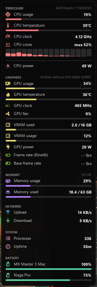 The desktop widget in the Mono theme