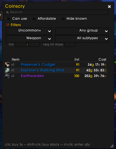 quality + weapon-type narrowing