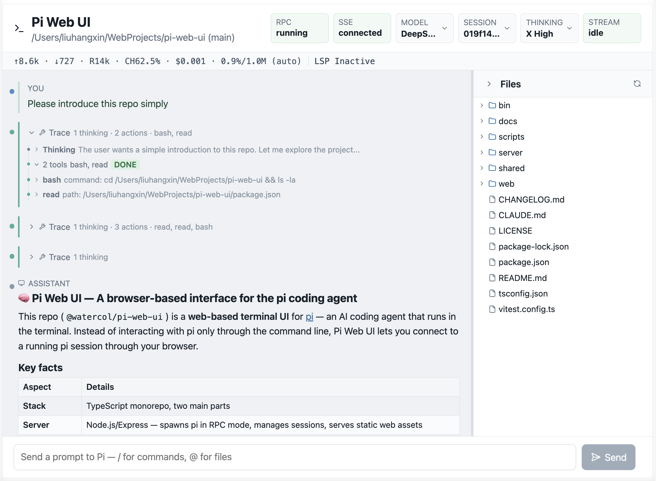 Pi Web UI screenshot