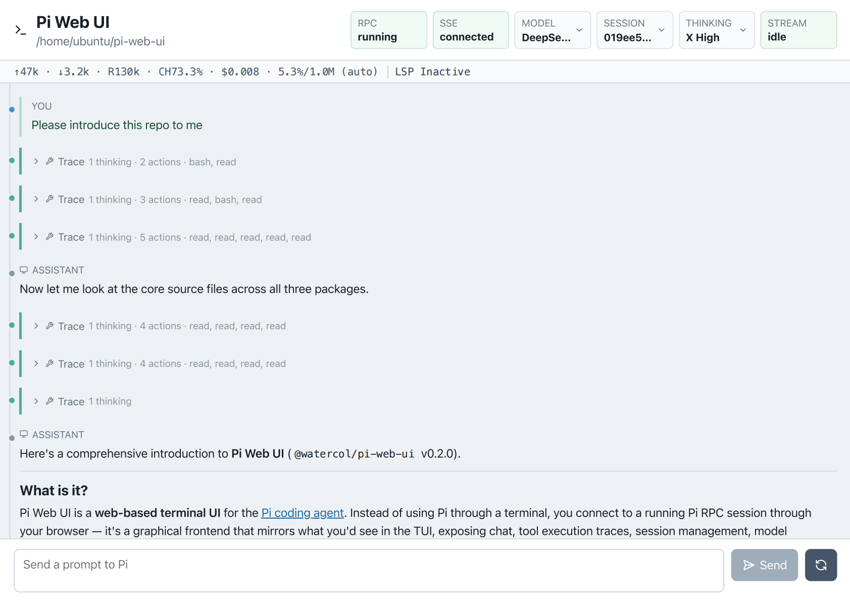 Pi Web UI screenshot