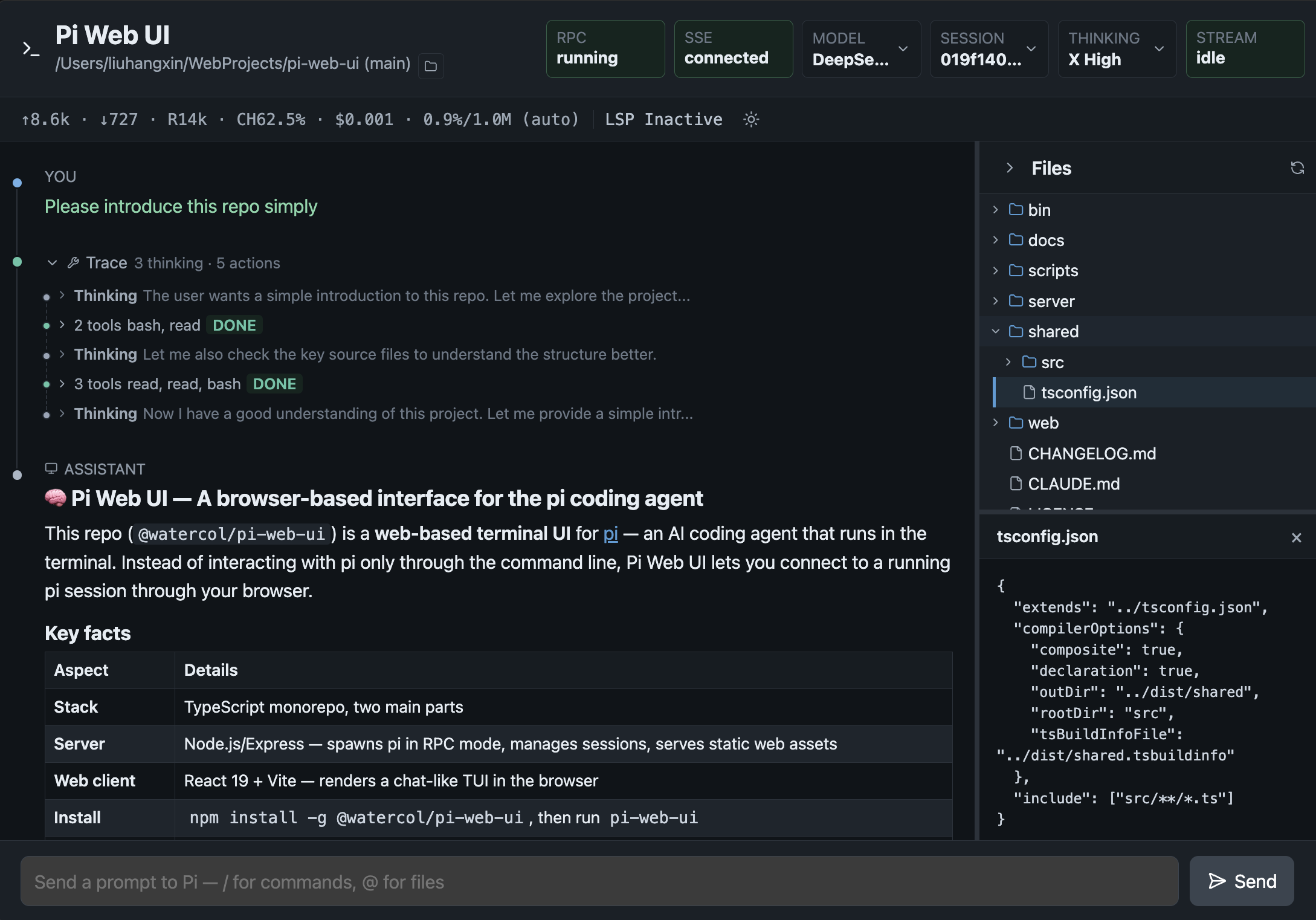 Pi Web UI dark mode