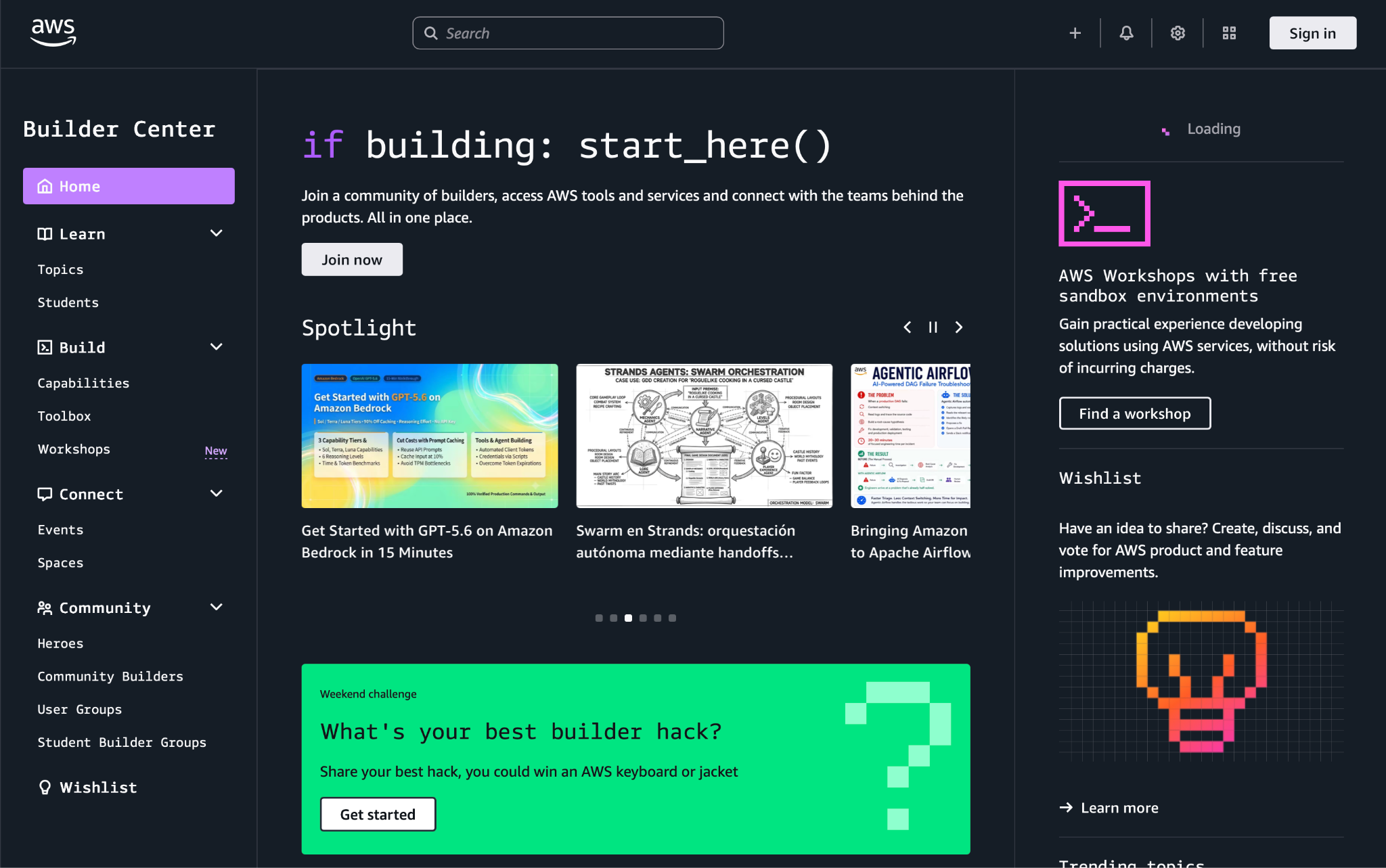 The AWS Builder Center