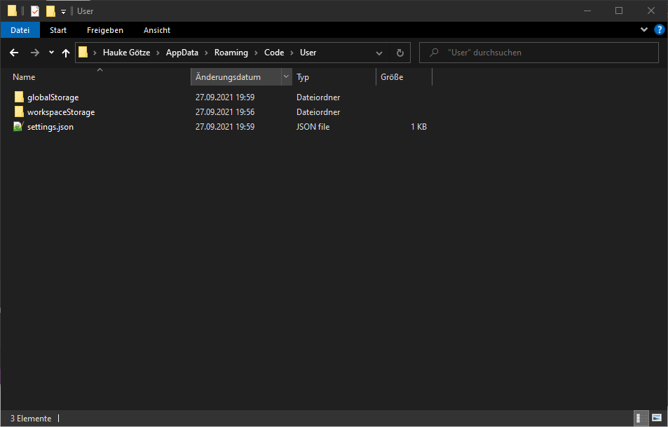 settings.json file location