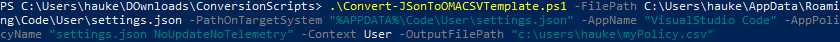 Convert-JSonToOMACSVTEmplate.ps1 sample run