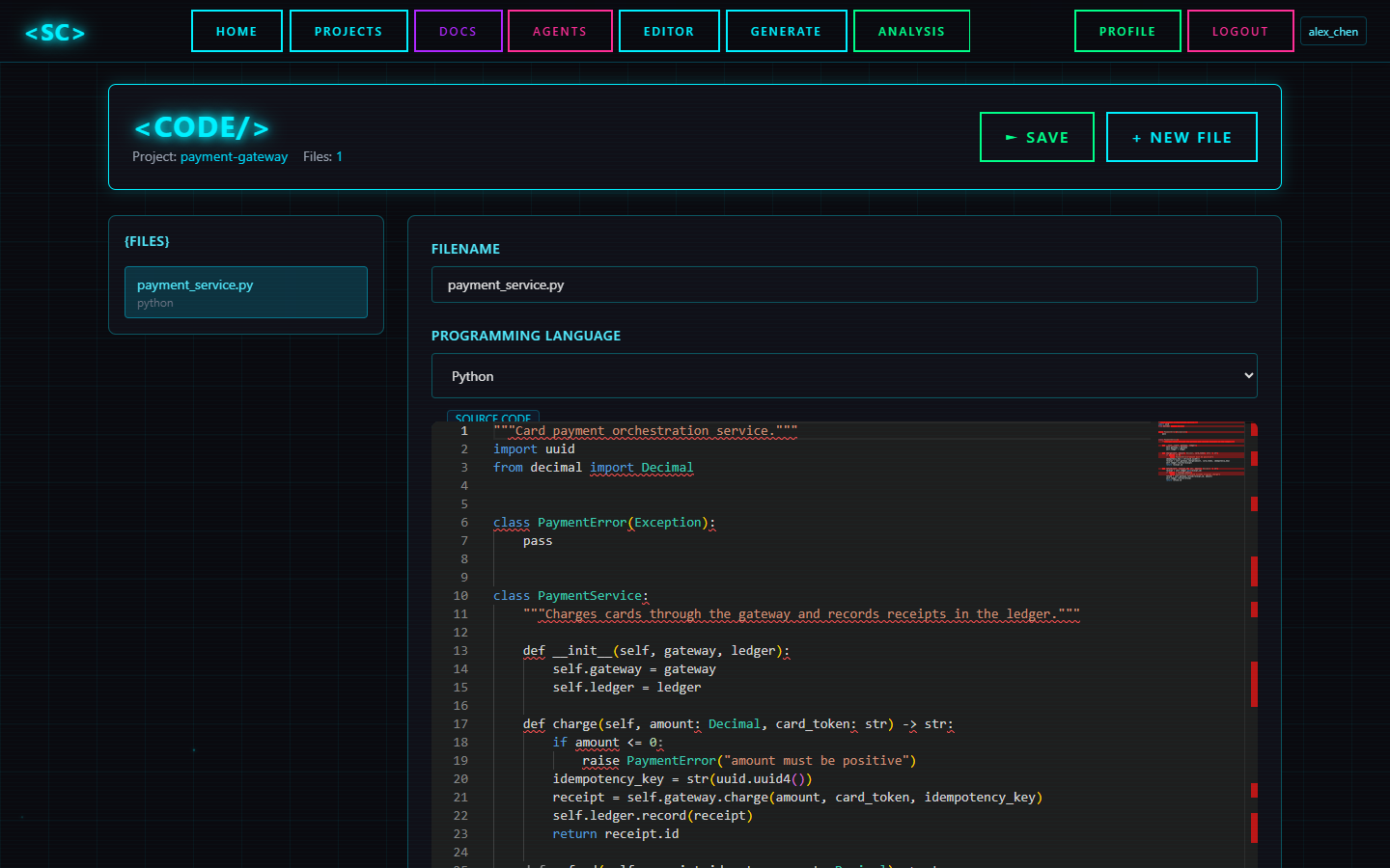 Code editor