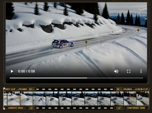 The rendered clip on the console
