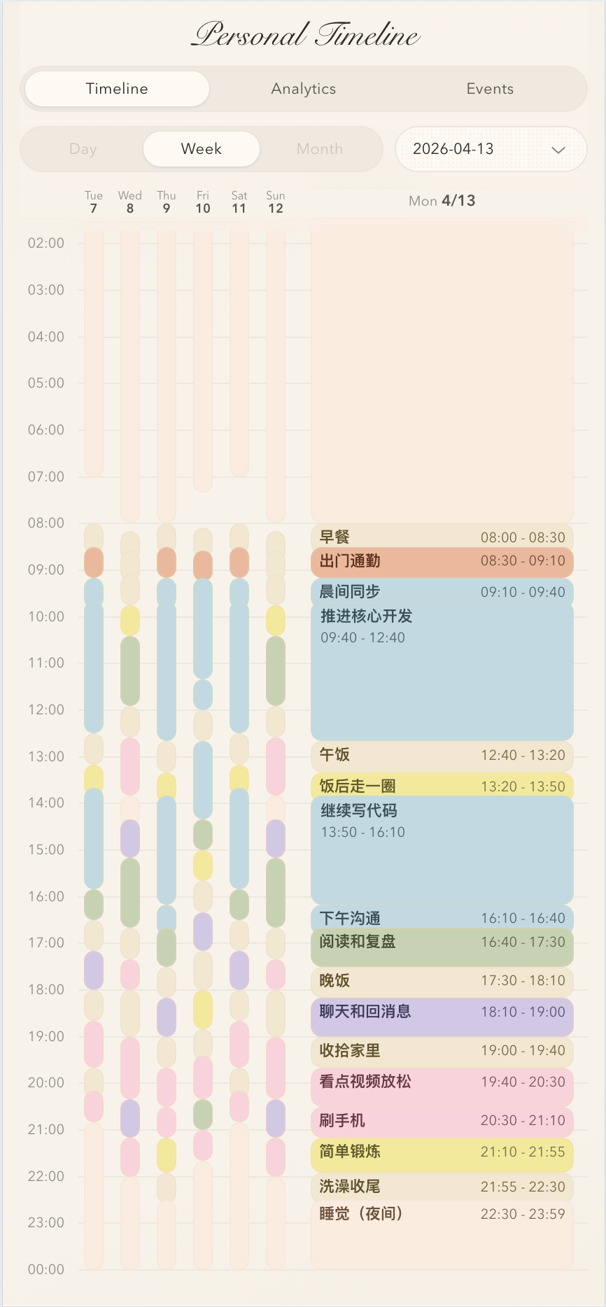 移动端时间轴视图