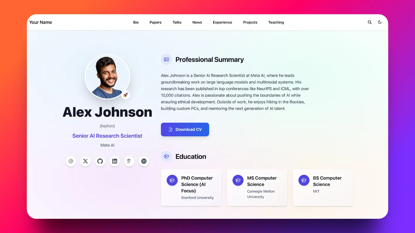 WenboZhangCN.github.io 网站模板截图
