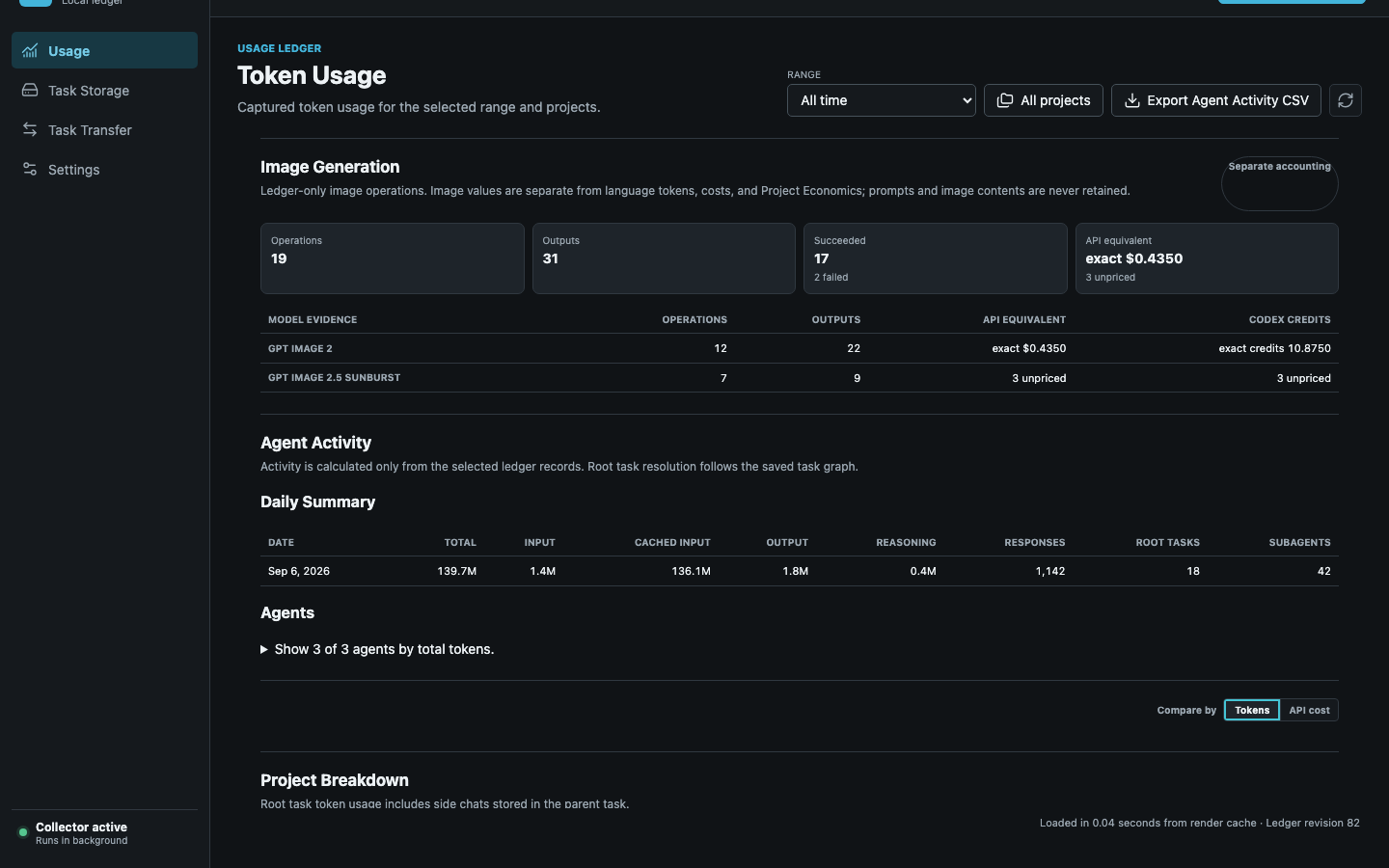 Codex Usage native dashboard