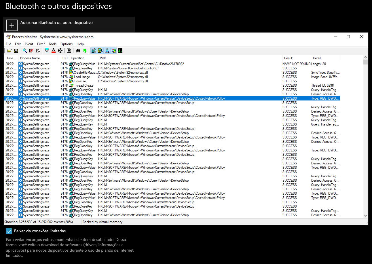 Grab the current tweak on registry with Procmon64.exe