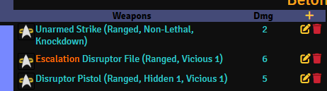 An updated, more detail list for Weapons in the new Belongings tab