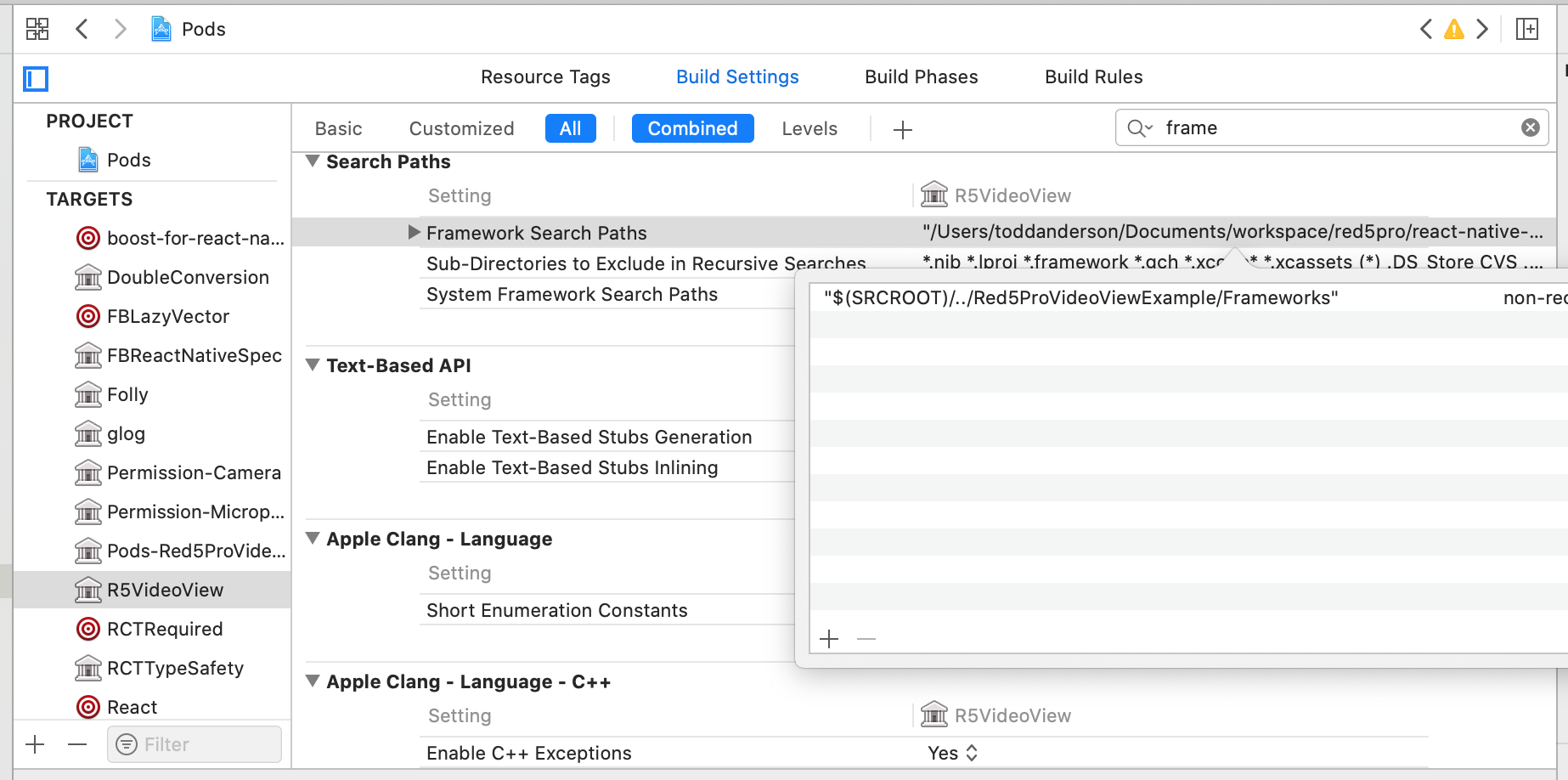 iOS Framework Path