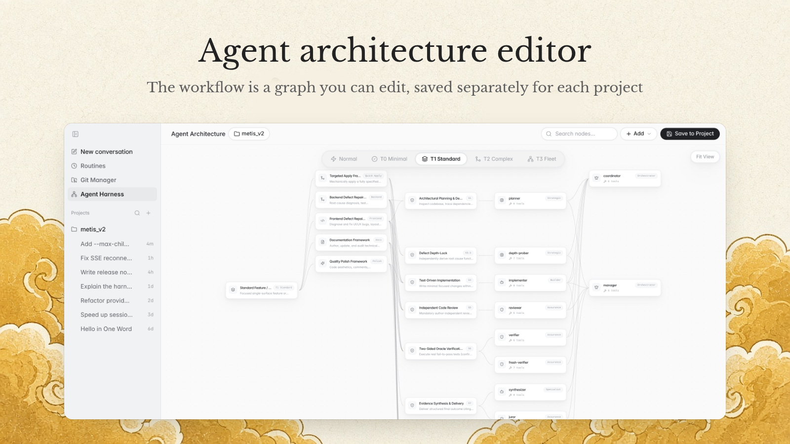 Agent architecture editor