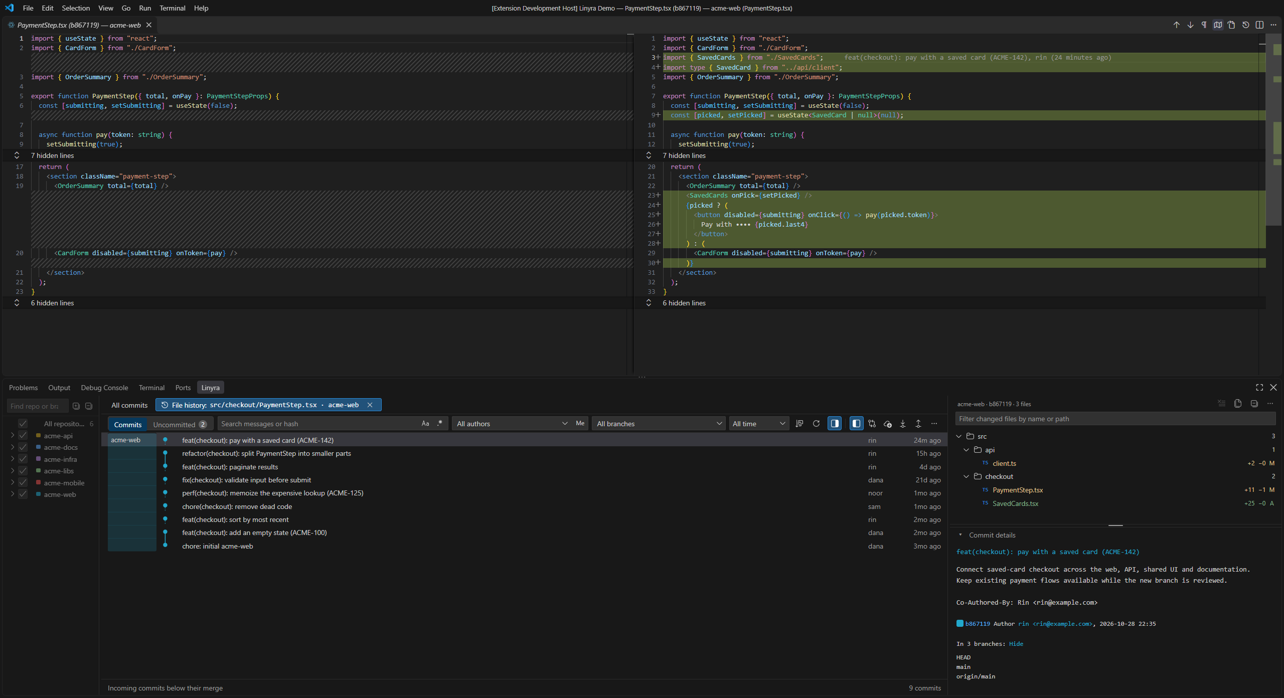 File History follows the selected file while its native diff stays open