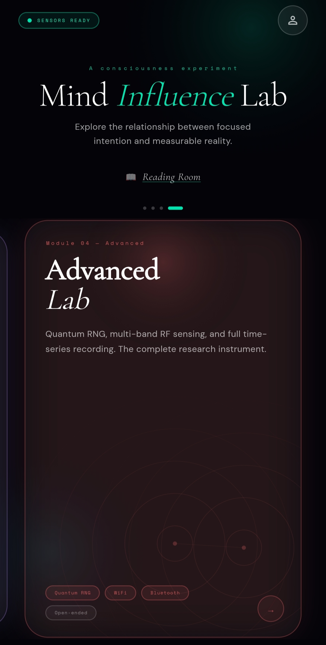 Advanced experiment screen