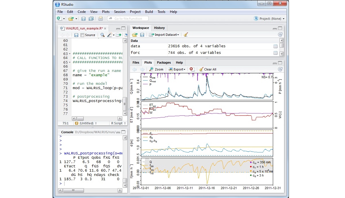 Screenshot of WALRUS in RStudio