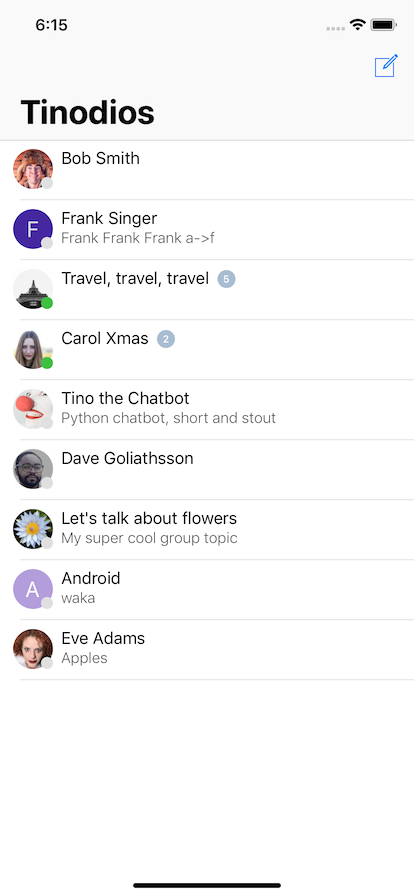 App screenshot - chat list