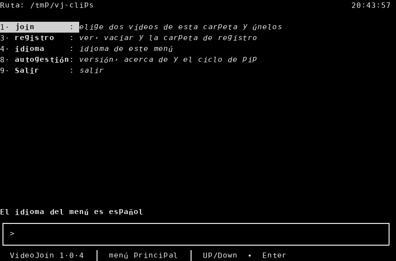 Spanish main menu
