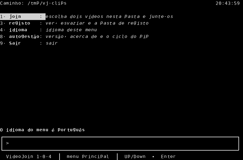 Portuguese main menu