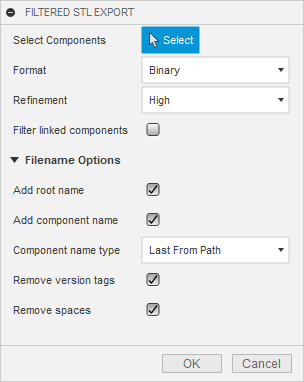 Configure STL Export