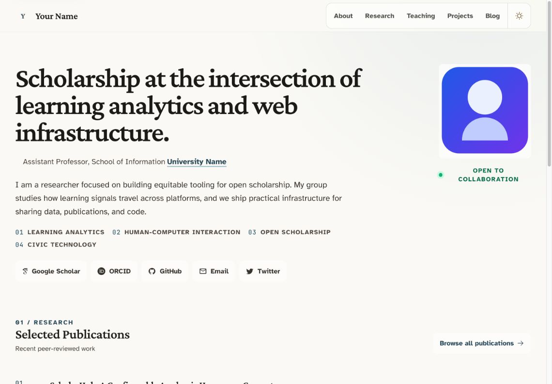 Portfolio 网站模板截图