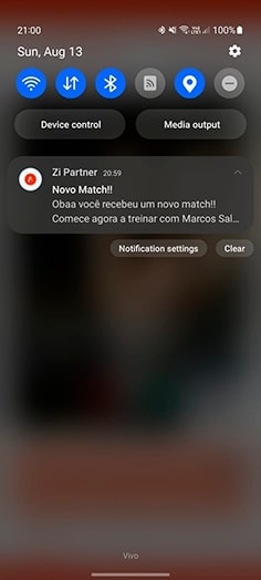 Notificação de Match