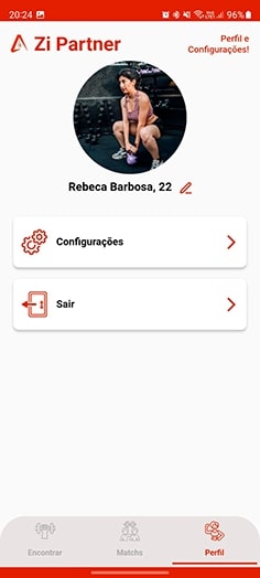 Perfil e Configurações do Aplicativo