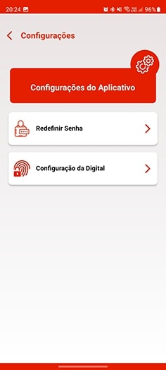 Tela de Configurações