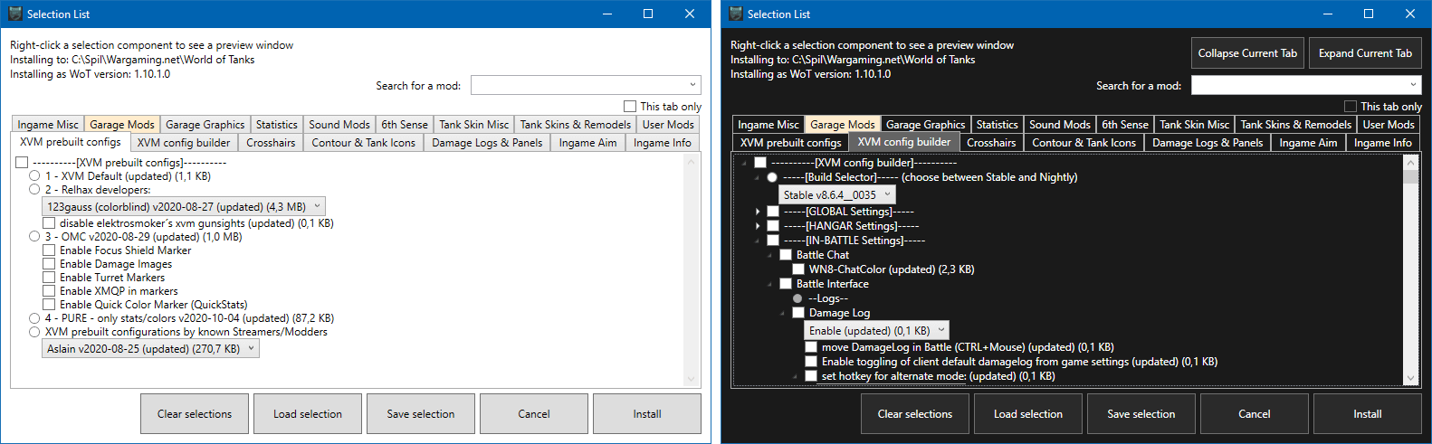 Mod Selection List