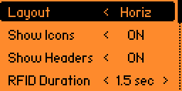 Settings menu