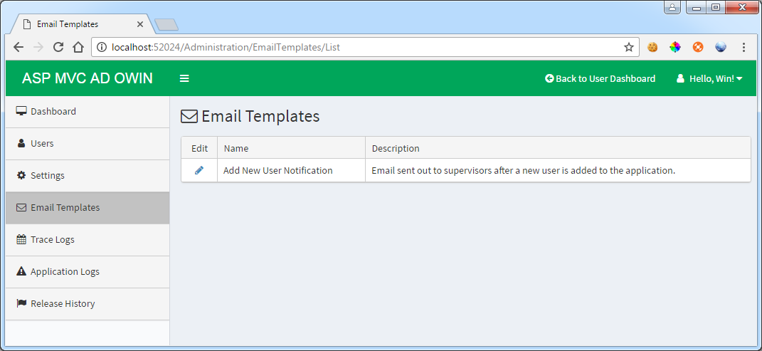 Admin Email Templates