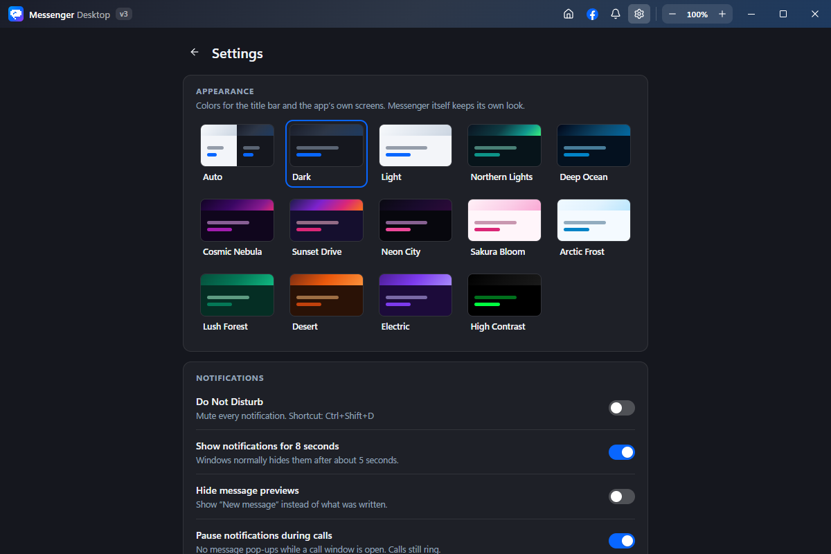 Screenshot of Messenger-Desktop-Client-Unofficial