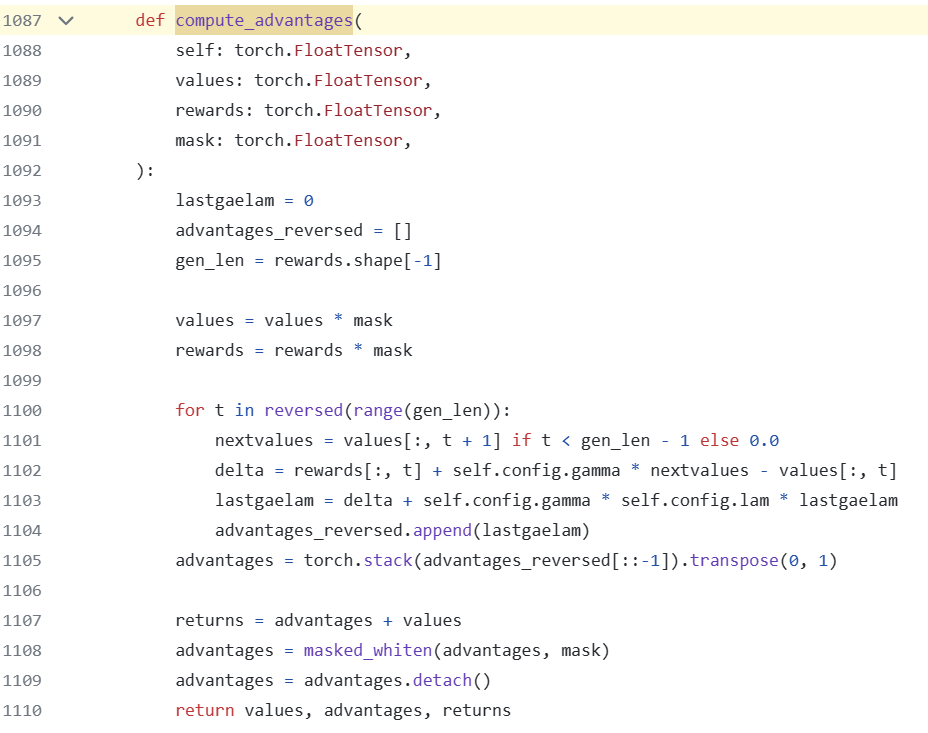 Details on GAE calculation