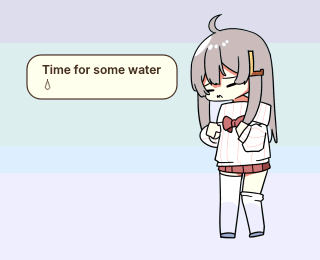 Water reminder beside the pet