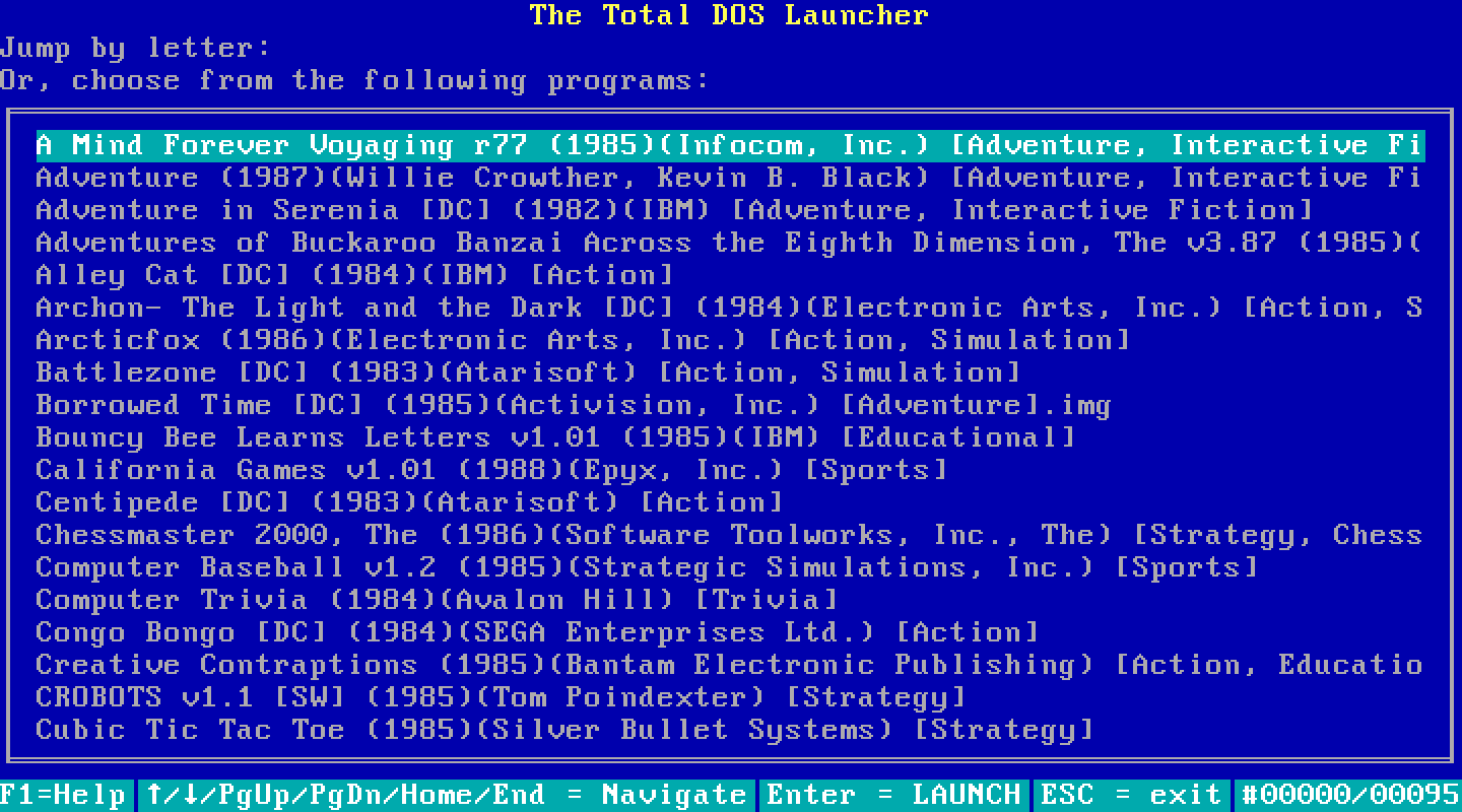 A sample TDL menu