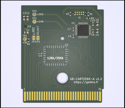 GB-CART256K-A v1.2 KiCad 3D view